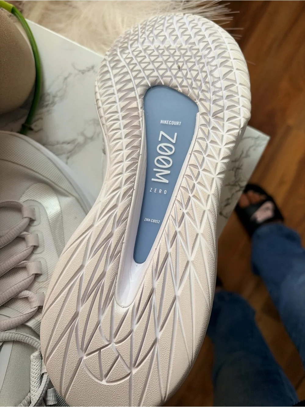 Nike White and Light Blue Low-Top Athletic Sneakers